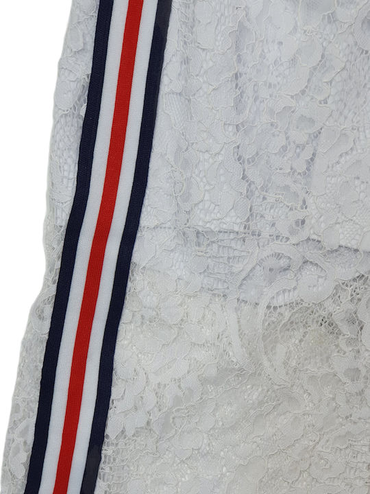 Pantalon Larg din Material Textil pentru Copii WHITE