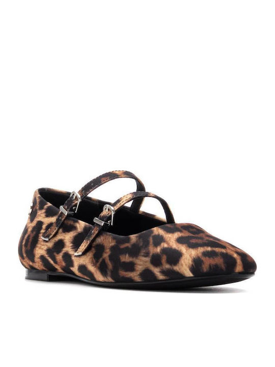 Damen Ballerinas mit Riemen in Braun Farbe