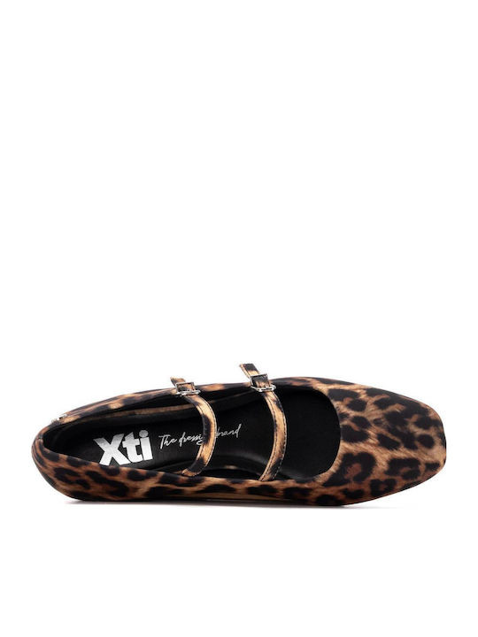 Damen Ballerinas mit Riemen in Braun Farbe