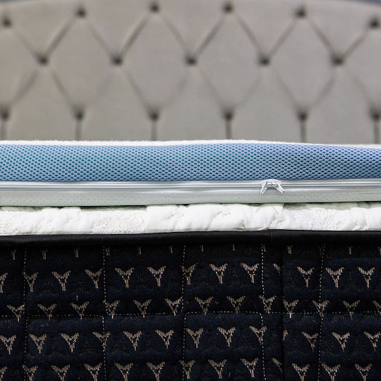 Alphab2b Mattress Topper Cool Gel Semi-Double Memory Foam with Bamboo Fibers , Removable Cover & Elastic Straps 120x200x4cm