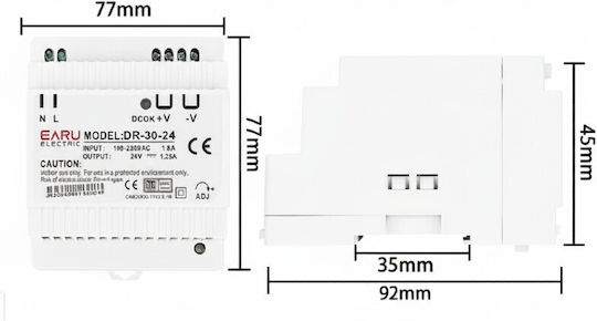 Earu DIN Rail Power Supply 30W
