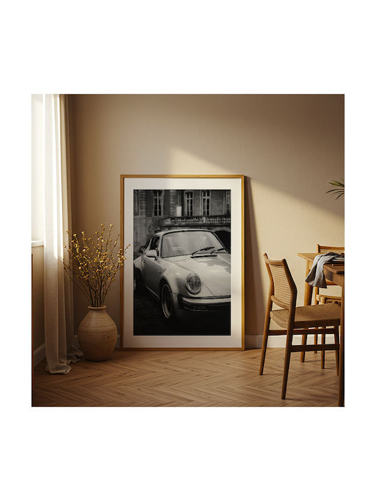 Poster Porsche 911 Turbo Cr055 30cm X 40cm Frame Natural Wooden Beige