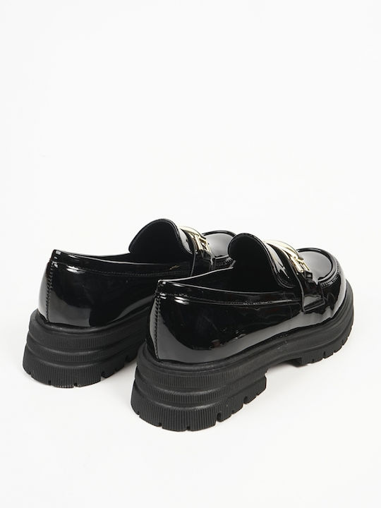 Patent Leather Women's Loafers in Black Color