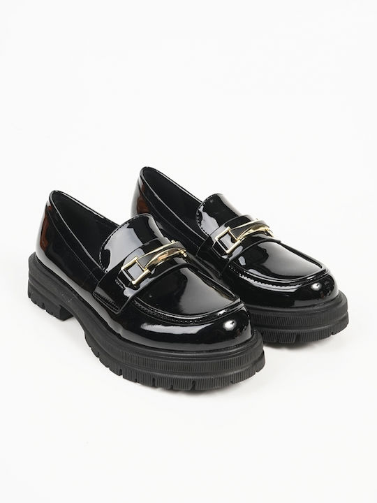 Patent Leather Women's Loafers in Black Color