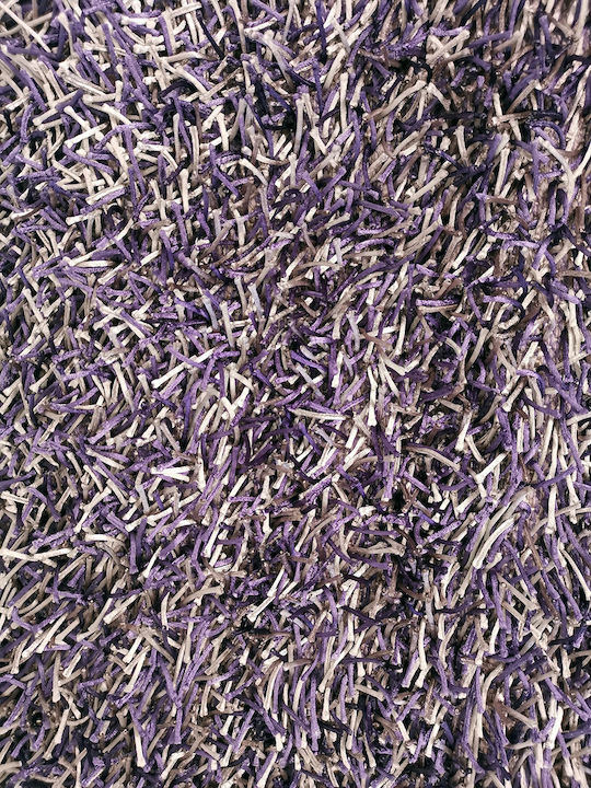 Rug Rectangular Shaggy White-Purple