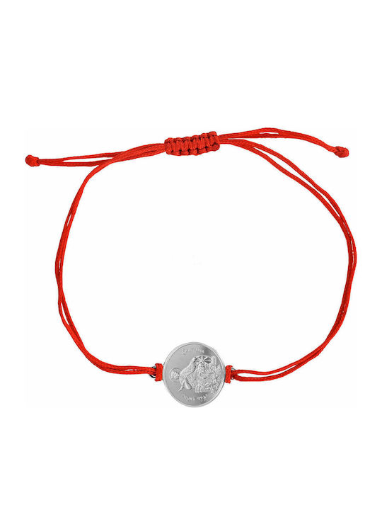 Silberarmband Rotes Schnur Bild der Heiligen Katharina