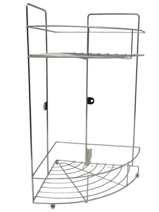 Ankor Corner Wall Mounted Bathroom Shelf Metallic 22x22x38cm Silver
