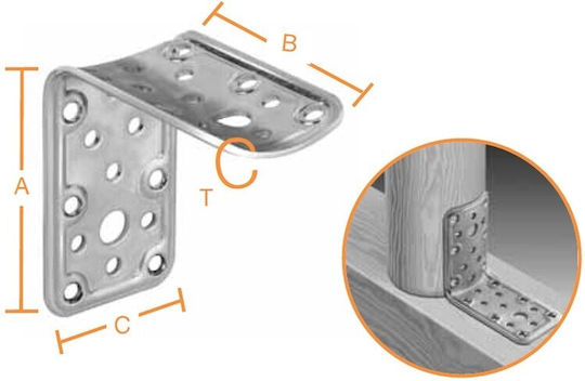 Vormann Γωνία Ραφιού Γαλβανιζέ σε Χρυσό Χρώμα 80x80mm 570203.0073