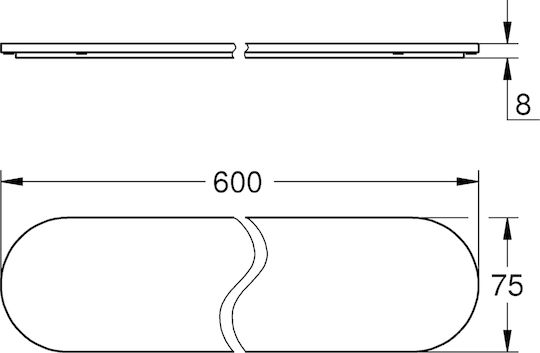 Wall Shelf Selection Transparent 60x7.5x0.8cm