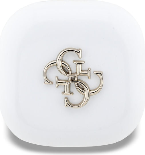 Guess 4G Metal Logo In-ear Bluetooth Handsfree Căști cu Carcasă de Încărcare Alb