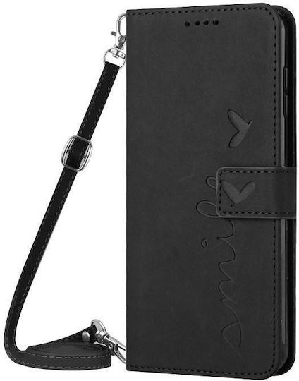 Embossed Heart Wallet Leather / Silicone Black (Galaxy A17)