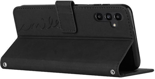 Embossed Heart Wallet Leather / Silicone Black (Galaxy A17)