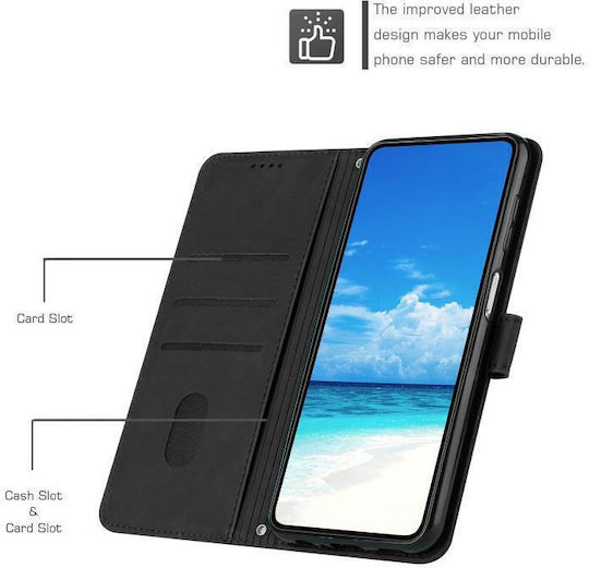Embossed Heart Wallet Leather / Silicone Black (Galaxy A17)