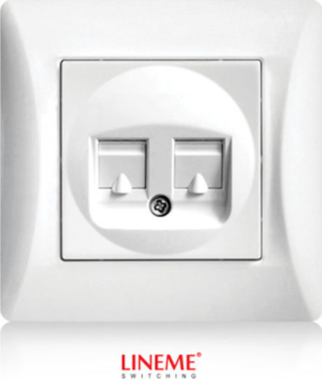 Lineme Double Network Socket RJ45 Cat6 White 50-00130-1