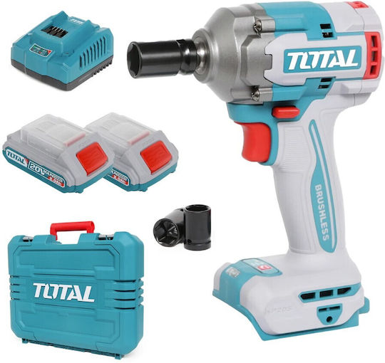 Total Brushless Impact Wrench Battery 20V 2x2Ah with Socket 1/2"