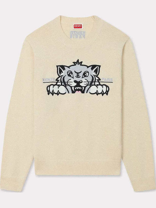 Happy Tiger Women's Long Sleeve Woolen Beige Sweater