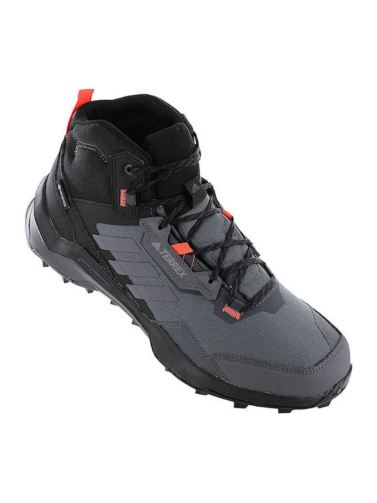 adidas Terrex Ax4 Mid Мъжки Планински Обувки Мембрана Gore-Tex Сив Пети / Сив Четвърти / Слънчево Червен