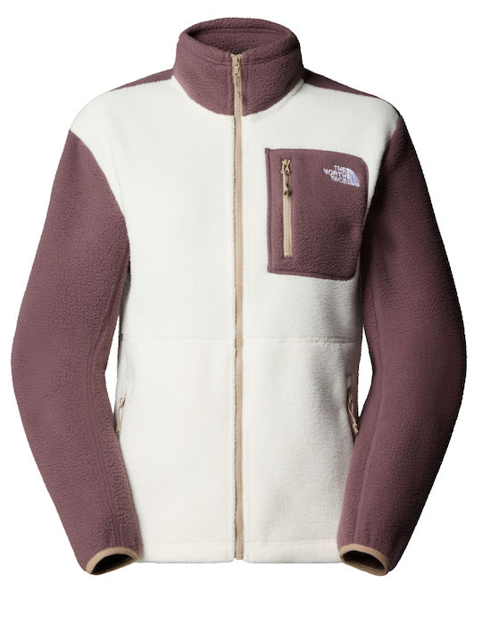 Women's Cardigan with Zipper Ecru/Brown