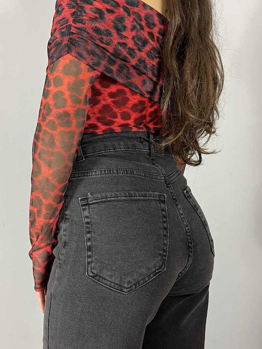 Damen Bluse Tierdruck Red