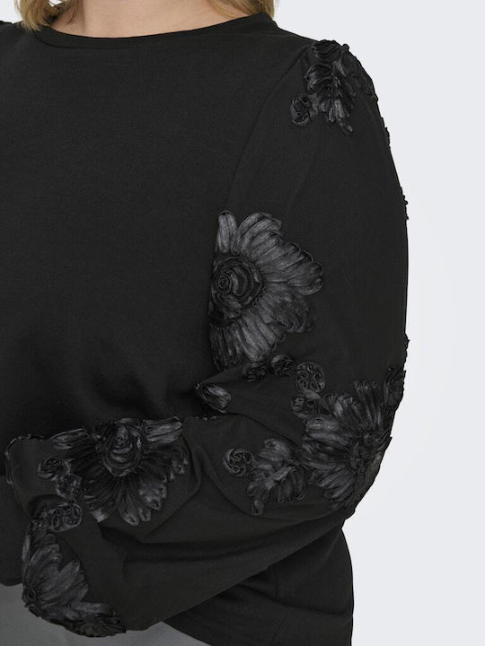 Women's Blouse Cotton Long Sleeve Floral Black