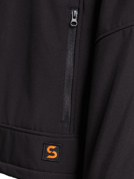 Stenso Rune Μπουφάν Εργασίας Softshell με Επένδυση Fleece και με Κουκούλα Μαύρο
