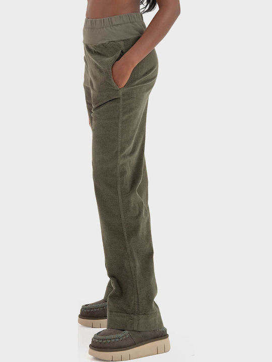 Damen Stoff Hose in Geradem Schnitt Green