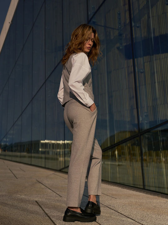 Women's Fabric Trousers Slim Fit Grey