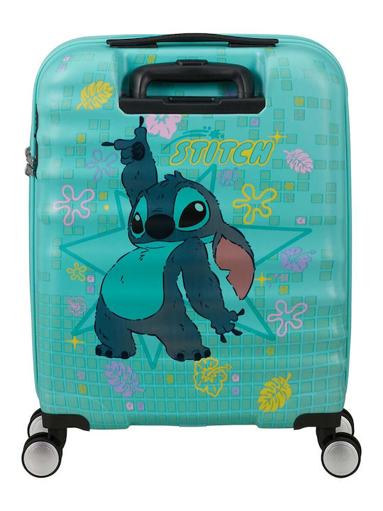 American Tourister Disney Stitch Kinder Koffer Kabine Hart Türkis mit 4 Räder Höhe 55cm