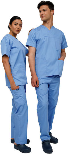 Ultima Unisex Blue Pants & Blouse Set Cotton and Polyester