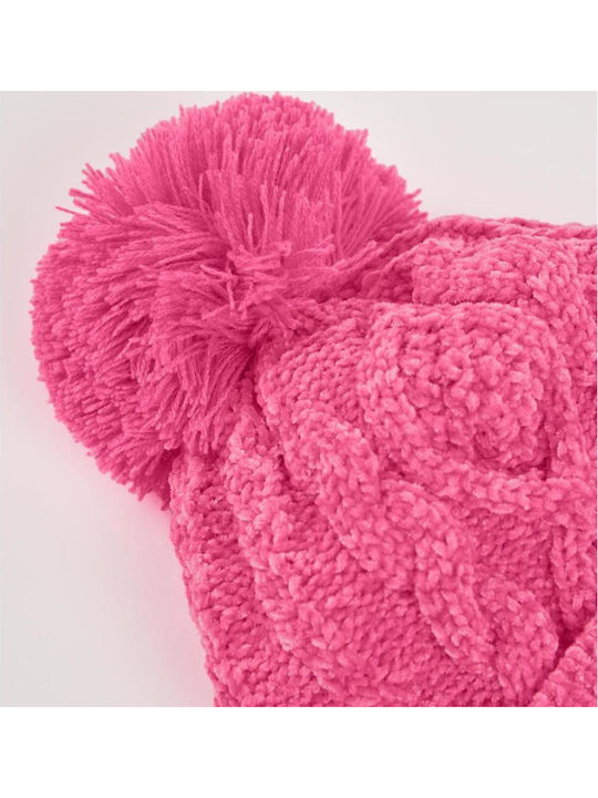 Kids Beanie Set with Scarf Knitted Pink 2pcs