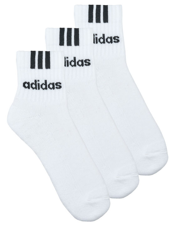 adidas Cushioned Running Socks White 3 Pairs