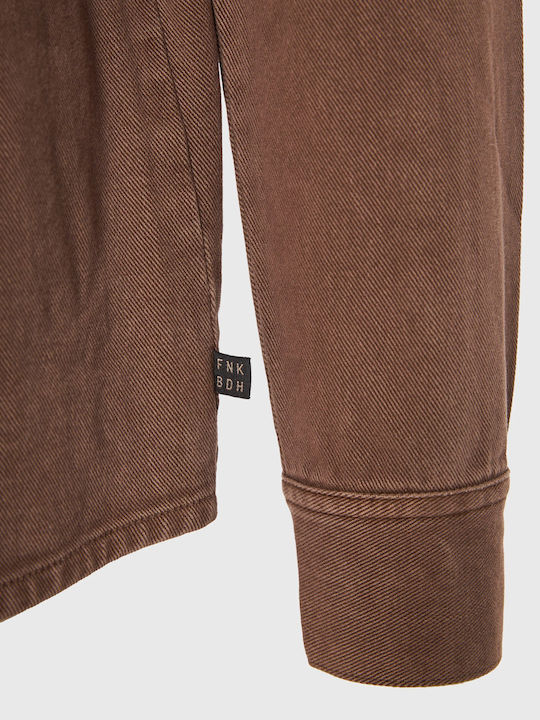 Long Sleeve Denim Overshirt Brown