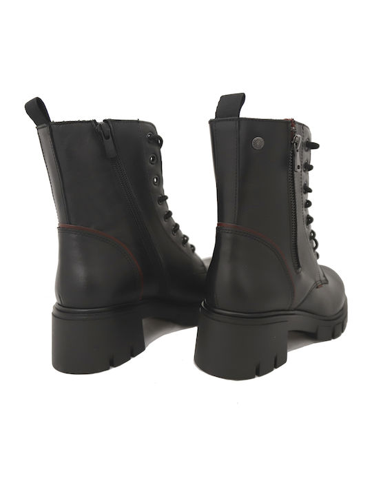 Leather Women's Ankle Boots with Medium Heel Black