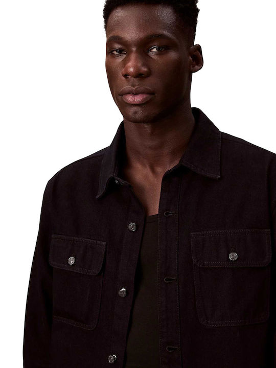 Long Sleeve Cotton Overshirt Merlot Black