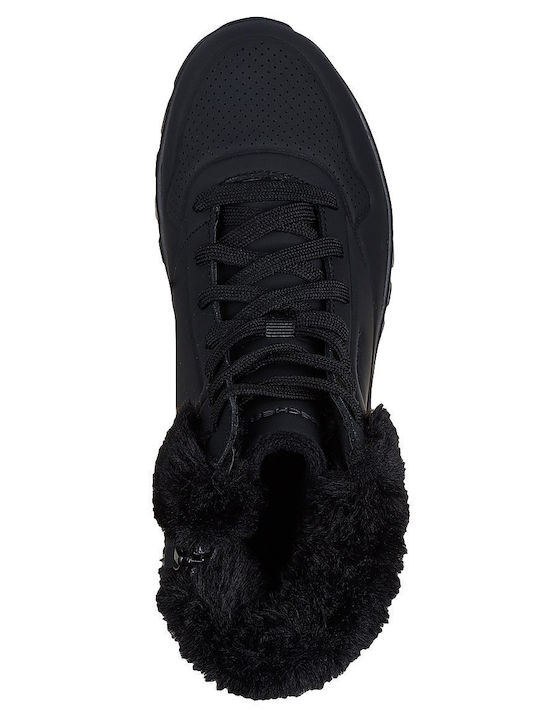 Women's Ankle Boots Platform & Fur Black