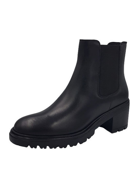Damiana E Leather Women's Chelsea Boots with Medium Heel Black