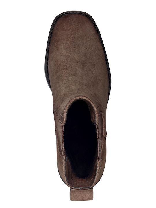 Leder Damen Chelsea Stiefeletten Braun