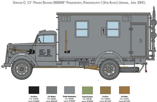 Italeri Opel Blitz Radio Truck Static Tank Model 1:35 17.1cm