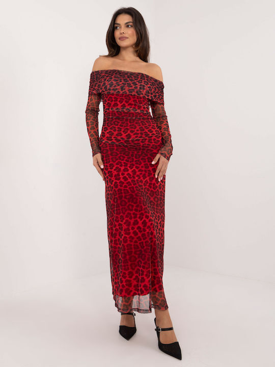 Rochie Maxi De Seară Cu Tul Roșu