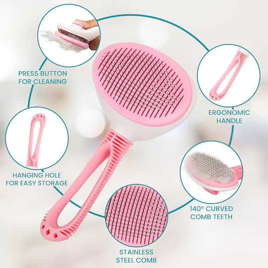 Belle Vous Brush Small / Medium Dogs for Coat Grooming Pink