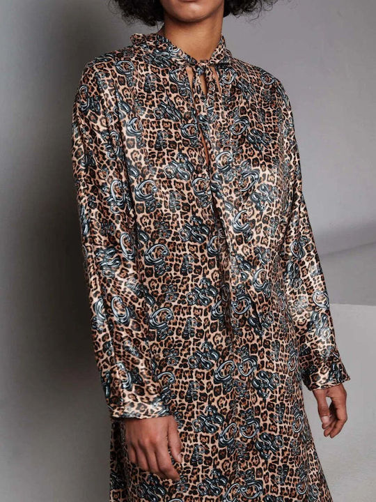 Maxi Evening Satin Dress Brown