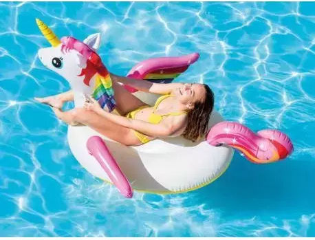 Intex Unicorn Inflatable Ride On for Sea Unicorn with Handles White 210x140cm