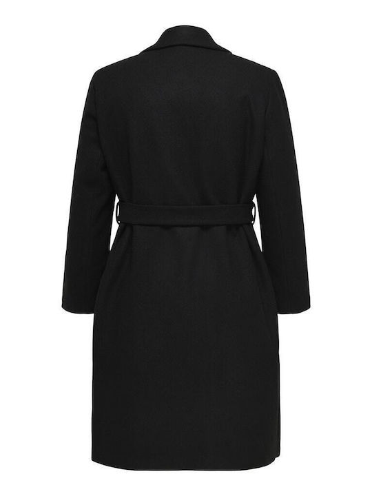 Women's Black Coat with Belt