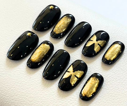 Nailvana Tipsuri Unghii False Handmade Fluturi Aurii Press-on Mărime S M