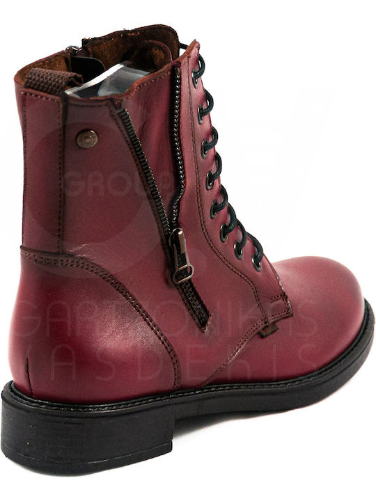 Leather Women's Ankle Boots Burgundy