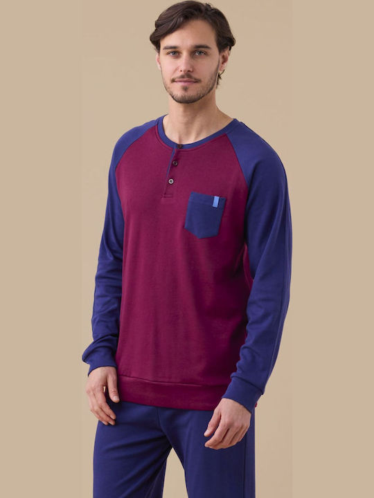 Noidinotte Men's Winter Pajamas Set Bordeaux
