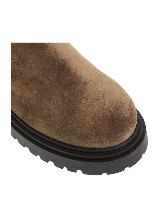 Leather Women's Boots Beige