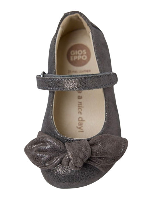 Kids Anatomic Suede Ballerinas with Hoop & Loop Closure Gray