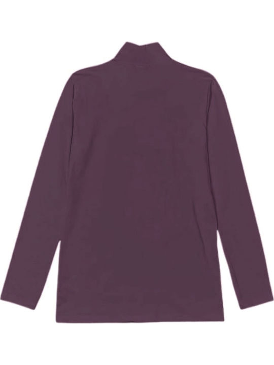 Women's Long Sleeve Turtleneck T-Shirt Purple-eggplant