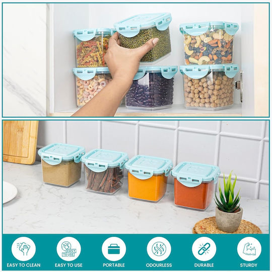 Belle Vous Set of 15 General Use Food Jars with Plastic Lid Blue 650ml Pieces